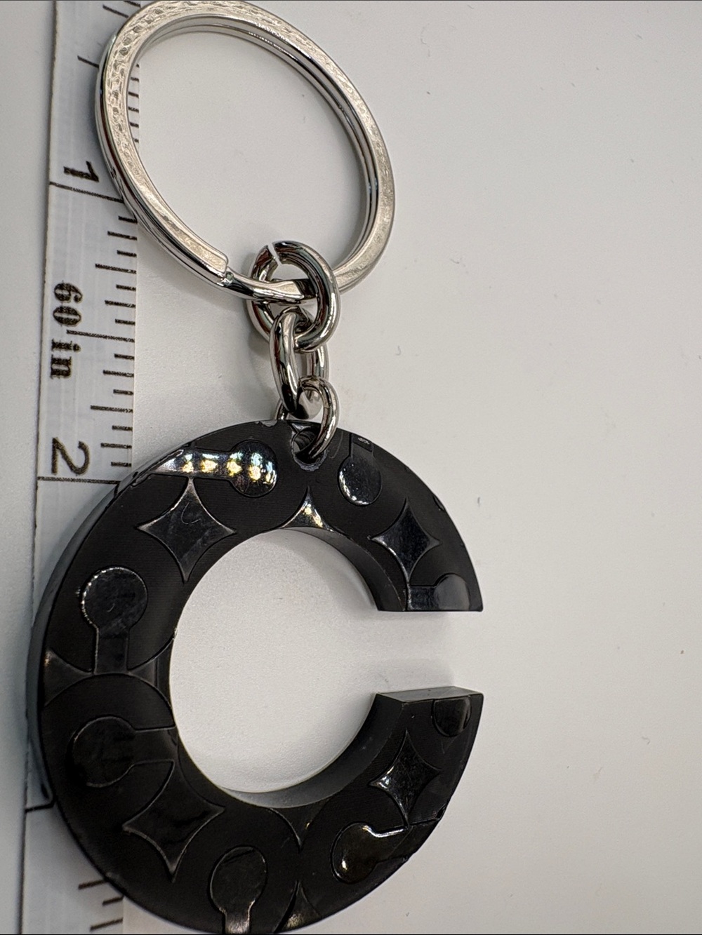 Coach Acrylic Black 'C' Logo Keyring Keychain